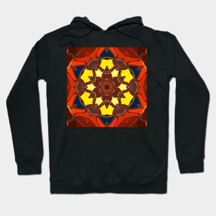 Cartoon Mandala Flower Yellow Orange and Blue Hoodie